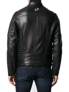 Chaqueta de Cuero Negra para Motociclista para Hombre - Product Image 3