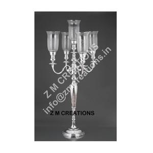 Candélabre élégant en aluminium électroplaqué à 5 bras, centre de table sur pied pour mariages, Pâques, Saint-Valentin - Product Image 1