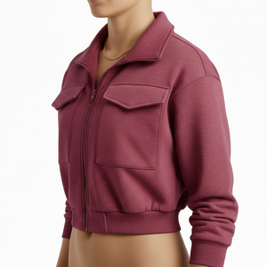 Sweat à capuche oversize en polaire premium pour femme avec fermeture éclair, broderie personnalisée, respirant, 100% coton/polyester pour l'hiver - Product Image 3