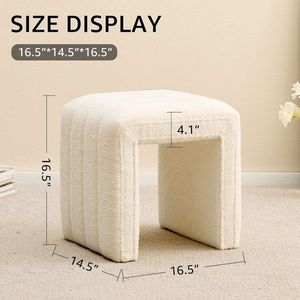 Pouf Moderno in Velluto Teddy per Casa e Hotel, Poggiapiedi, Sgabello per Toeletta, Panca Portascarpe per Camera da Trucco, Soggiorno, Ingresso, Ufficio - Product Image 3