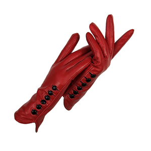 Gants de toilette vintage en cuir à manchette longue avec bouton, texture douce, pour cérémonies, activités extérieures et voyages - Product Image 2