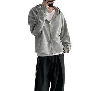 Automne mode coréenne Zip sweats à capuche hommes à manches longues Y2K Vintage sweats à capuche basique haut court lâche Streetwear à capuche veste - Product Image 1