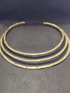 Handmade Brass Hasli <b>Necklace</b> | Brass Collar <b>Necklace</b> | Gold Plated Natural Stone Pendant | Traditional Wedding Statement - Product Image 3