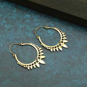 Pendientes de Aro de Latón Chapado en Oro, Estilo Bohemia, Joyería Colgante para Mujer, Diseño de Planta, Accesorio de Moda - Product Image 5