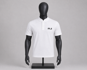 Polo gaufré pour homme, col mandarin blanc personnalisé, manches courtes, respirant, vêtement de sport performant, uniforme d'équipe, fournisseur OEM - Product Image 1
