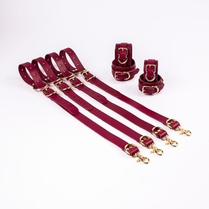 Genuine <b>Leather</b> Bed Restraints High Quality Bondage Straps Set Adjustable <b>Wrist</b> Ankle <b>Cuffs</b> Belts Set RTTS-0123 - Product Image 4