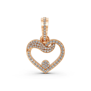 Lab Grown Diamond Heart Pendant <b>Necklace</b> 14K Yellow Gold IGI Certified Pave Diamond Open Heart Women's Elegant Wedding Jewelry - Product Image 1