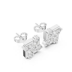 ต่างหูเพชรทรงกลมทองคำ 14K สำหรับผู้หญิง |   เพชรที่เพิ่งเพาะเลี้ยง - Product Image 4