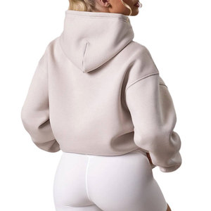 Sweat à capuche oversize personnalisé pour femme, couleur unie, en molleton de coton épais et respirant - Product Image 5