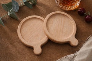 Wooden <b>Coaster</b> with Handle Walnut Wood and Beech Wood Coffee <b>Coaster</b> <b>for</b> Glasses <b>Drink</b> Cup Mat - Product Image 3