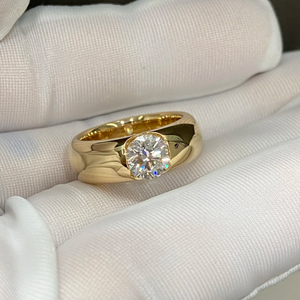 Anillo de compromiso unisex de oro amarillo de 10k/14k/18k con diamante brillante de laboratorio certificado por IGI, anillo de boda con piedra solitaria - Product Image 4