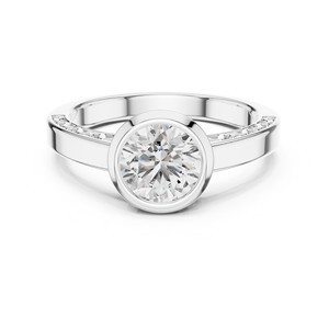 Bague solitaire à sertissage clos en diamant de laboratoire 1-3 carats, tige en filigrane, or massif 18K 14K 10K, argent 925, IGI, pour fiançailles, fête, mariage - Product Image 1