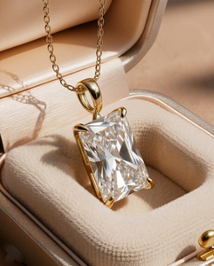 Collar de oro amarillo de 10k, 14k, 18k con diamante cultivado en laboratorio de 3 ct VS1 D E, corte radiante, con cadena fina. - Product Image 2