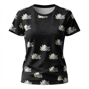 Camiseta de Color Sólido para Mujer, Personalizable al por Mayor, de Alta Calidad, Informal, de Manga Corta, Talla Grande, Cuello Redondo, OEM - Product Image 2
