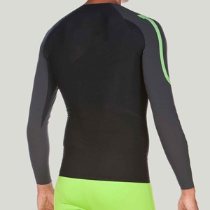 Men's <b>compression</b> <b>shirt</b> gym Quick dry rash guard Solid gray fitness <b>shirt</b> Polyester long sleeve top - Product Image 4