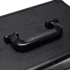 Valise de maquillage roulante 4-en-1 en aluminium interchangeable avec miroir LED noir et poignée télescopique - Product Image 6