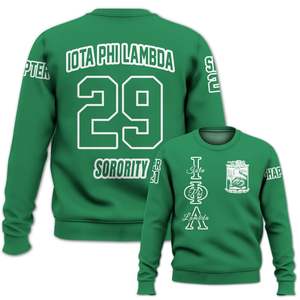 Chaqueta Universitaria Personalizada Iota Phi Lambda, Chaqueta Universitaria Verde Esmeralda Personalizada, Sudadera de la Hermandad Iota Phi Lambda - Product Image 4