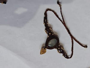 Handmade Brown Macrame Bracelet with Moonstone Boho Gold Beaded Adjustable Cuff for Women - Product Image 4
