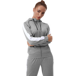 Conjunto Deportivo para Mujer con Cuello Alto, Chaqueta con Franjas Laterales de Visibilidad Nocturna, Mezcla de Poliéster y Algodón, Pantalones Jogger - Product Image 4