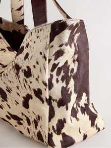 Sac fourre-tout en cuir de vachette pour femme, sac à main à bandoulière, sac de voyage tendance, étanche avec fermeture éclair, broderie, grande capacité LHTB-0018 - Product Image 4