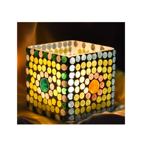 New Arrival Design Mosaic Glass European Style <b>Tealight</b> Candle Holder Romantic Lover Candlestick Home Wedding Dining Table Decor - Product Image 2