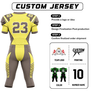 Maillot de football américain personnalisé pour homme adulte, impression par sublimation, polyester respirant, col en V, manches courtes, uniforme d'équipe ajusté - Product Image 2