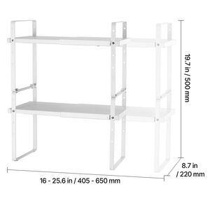 Organizzatore per Armadio da Cucina a 2 Livelli Regolabile ed Espandibile, Scaffale Impilabile per Piano di Lavoro - Product Image 5