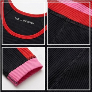 Ensemble de yoga 2 pièces North Approach, noir, rouge, rose, avec bordure contrastante, taille haute, longueur intégrale, en spandex et polyester, vêtements de sport - Product Image 4