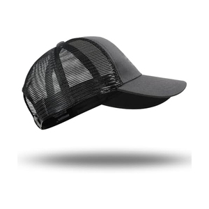 Gorra Trucker Negra de 6 Paneles, Unisex, Casual, de Color Sólido, con Malla, Cierre Trasero Ajustable, para Primavera/Verano - Product Image 4
