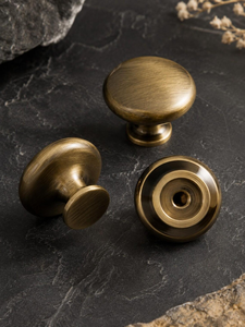 Poignée de meuble en laiton brossé antique, bouton rond décoratif pour armoire, tiroir, commode, penderie - Product Image 4
