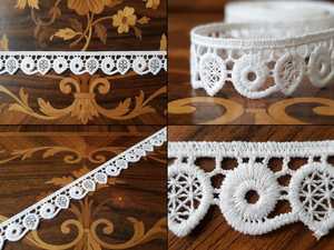 Wholesale Factory Premium White Polyester Scalloped <b>Lace</b> Trim - Geometric Medallion Crochet-Style Border for Saree, Dresses - Product Image 3