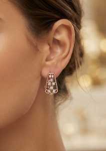 Pendientes de Diamantes de Oro Sólido de 9K Color Oro Rosa para Mujer, Corte Brillante Redondo de Lujo, Joyería de Boda - Product Image 1