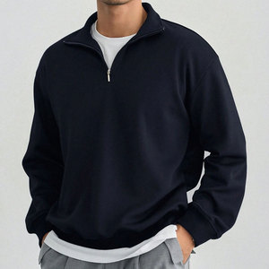 Vestes coupe-vent pour hommes à demi-zip, hauts en polaire chauds pour l'hiver, sweat-shirts décontractés pour hommes, pull-over tendance de couleur unie - Product Image 2