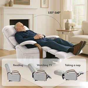 Poltrona Reclinabile Elettrica a Doppio Motore per Anziani con Funzione di Sollevamento, Massaggio e Riscaldamento, Rivestimento in Velluto Egiziano - Product Image 5