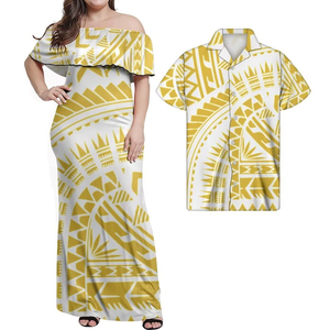 เสื้อยืดฮาวายแบบสั่งทำพิเศษ ชุดเดรสยาวไซส์ใหญ่แบบไหล่เดียวสำหรับคู่รักไปเที่ยวพักผ่อนริมชายหาด - Product Image 5