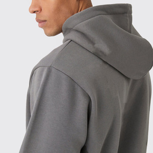 Conjunto de Sudadera con Capucha y Pantalones Deportivos de Felpa Francesa de Algodón Gris para Hombre con Estampado Futurista, Ropa Casual de Otoño - Product Image 3