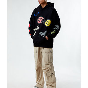 Sweat à capuche tendance pour homme 2026 avec impression en relief, 100 % coton peigné, style streetwear, pull à capuche OEM - Product Image 1
