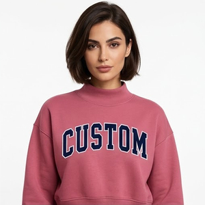 Sweat-shirt tendance pour femme à col montant, en molleton à manches longues, style streetwear décontracté, avec texte personnalisé imprimé, vente en gros - Product Image 4