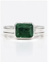 Bague en argent sterling 925 avec pierre verte taille émeraude, bande géométrique en pierres précieuses pour femme, cadeau de mariage ou de fête