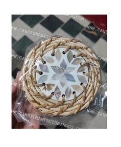 Sous-verre rond en nacre fait main, écologique, à séchage rapide, pour service de thé à la maison ou au restaurant - Product Image 2