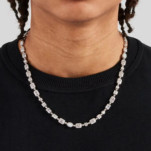 Exquisita Cadena de Tenis con Diamantes Cultivados en Laboratorio, Certificado IGI, Oro Sólido, para Mujer y Hombre, Corte Múltiple, Chapado en Oro, Cadena de Tenis Fina - Product Image 3