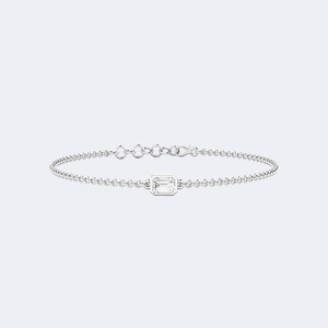 0.50CTW Emerald Cut Lab-Grown Diamond Vintage <b>Gold</b> Plated IGI Certified Bezel-<b>Set</b> Station Bracelet - Product Image 5