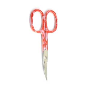 Ciseaux à manucure avec lames courbes en acier inoxydable, poignées en plastique marbré rouge pour la coupe des cuticules, outils de beauté pour adultes - Product Image 2