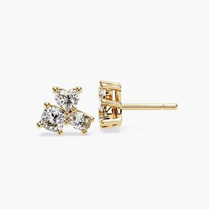 Pendientes Pequeños de Diamantes Cultivados en Laboratorio de 0.90 Ct, Diseño de Corazón Triple, Oro Sólido de 14K, Minimalistas, Certificados por IGI, Joyería Fina para Regalo y Fiesta - Product Image 2