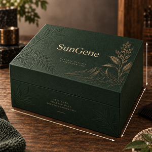 Boîte en carton rigide SunGene Lift Off Lid pour kit de soin de la barbe en vert forêt et champagne - Product Image 5