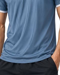 เสื้อยืดกีฬาผู้ชายสีฟ้าขาวแบบกำหนดเองจากผู้ผลิต ระบายอากาศได้ดี แห้งเร็ว เหมาะสำหรับออกกำลังกาย วิ่ง และฝึกซ้อม ผลิตจากโพลีเอสเตอร์ - Product Image 6
