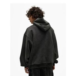 Sudadera con Capucha Extra Grande para Hombre, Negra, de Algodón French Terry, Estilo Urbano, con Estampado, Bolsillo Delantero, Manga Regular, para Otoño - Product Image 5