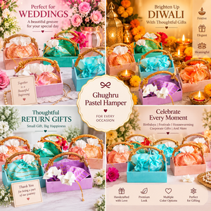 Cesta de Regalo Ghughru Pastel con 2 Bolsas Potli, Regalo Elegante para Bodas, Diwali y Otras Ocasiones Festivas - Product Image 4