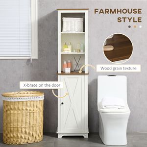 Armadietto bagno alto bianco casale con porta regolabile 15.5x11.75x63 mobili in stile fattoria - Product Image 4