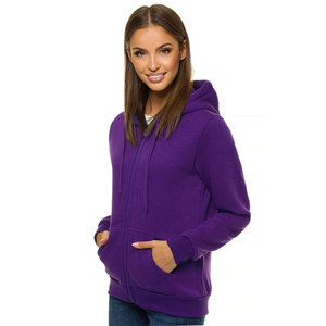 Women Heavyweight Cotton Jogging Slim Fit Zip-Up Hoodie Long Sleeve Solid Color Casual Style Women Outdoor Sports Zip-Up Hoodie - Product Image 2